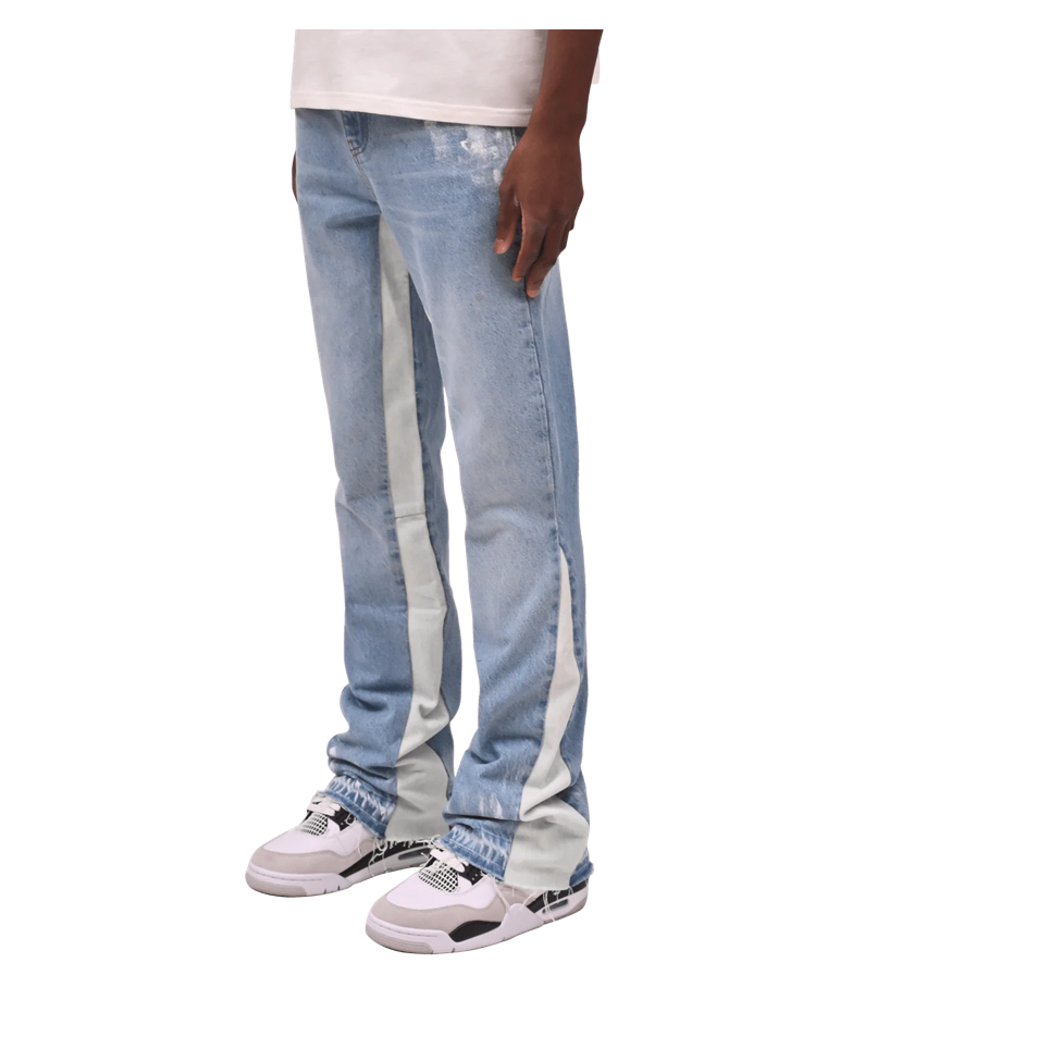 FLARE TRACK DENIM - LIGHT STONE